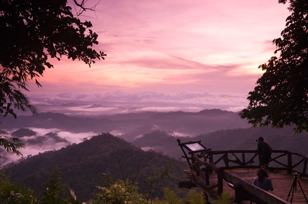 Colorful sky in the morning at viewpoint of national park thailand