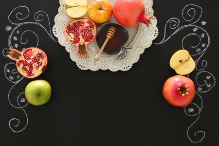 Rosh hashanah jewish new year holiday concept traditional symbols Stock Photo