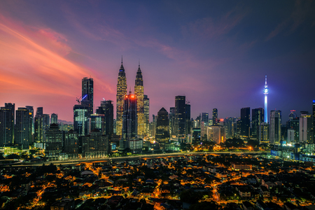 Cityscape of kuala lumpur city with morning sunrise from top of hotel kualalumpur malaysia Stock Photo