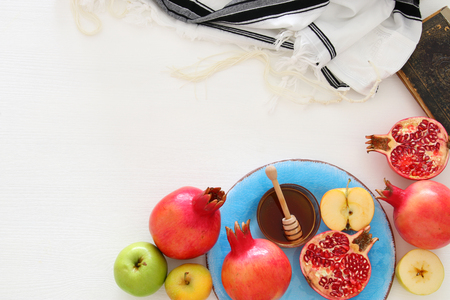 Rosh hashanah jewish new year holiday concept traditional symbols