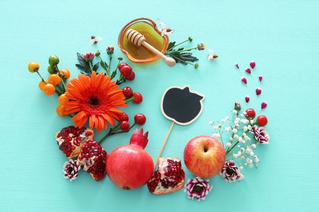 Rosh hashanah jewish new year holiday concept traditional symbols