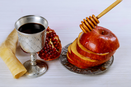 Jewish holiday rosh hashanah jewish new year holiday concept traditional symbols