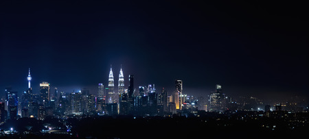 A panoramic aerial night scape of kuala lumpur city Stock Photo