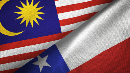 Malaysia and chile flags together textile cloth fabric texture Stock Photo