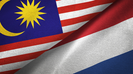 Malaysia and netherlands flags together textile cloth fabric texture