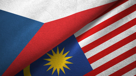 Czech republic and malaysia flags together textile cloth fabric texture