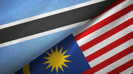 Botswana and malaysia two flags textile cloth fabric texture