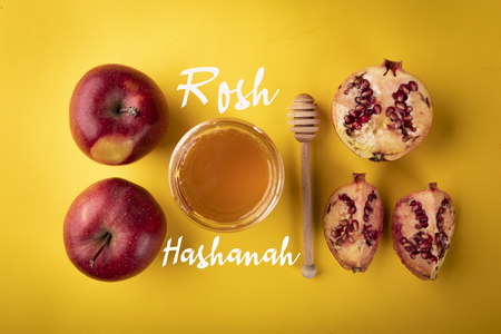 A composition of traditional symbolism on the occasion of the jewish holiday of rosh hashanah