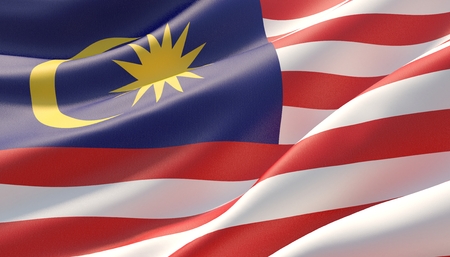 Waved highly detailed close up flag of malaysia 3d illustration