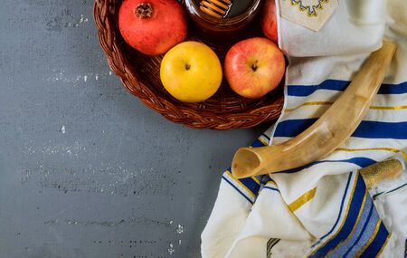 Jewish holiday rosh hashanah jewish new year holiday concept traditional symbols