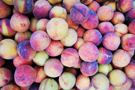 Fresh peaches fruits texture as nice background Stock Photo