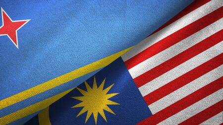 Aruba and malaysia flags together textile cloth fabric texture