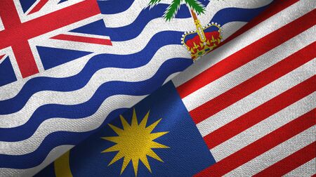 British indian territory and malaysia flags together textile cloth