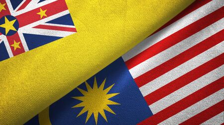 Niue and malaysia flags together textile cloth fabric texture