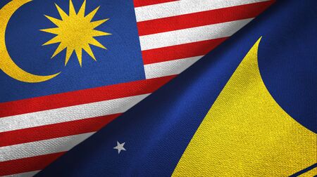 Malaysia and tokelau two folded flags together Stock Photo