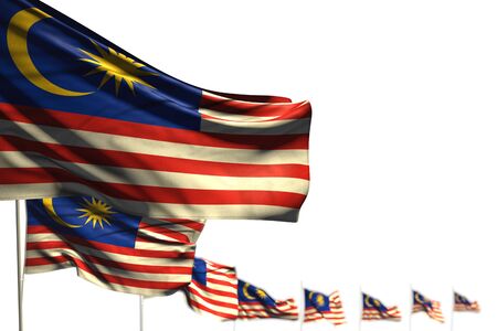 Beautiful malaysia isolated flags placed diagonal photo with soft focus and space for your content any holiday flag 3d illustration