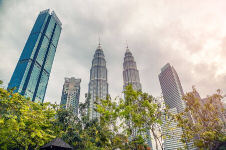 Kuala lumpur skyline on a cloudy day malaysia