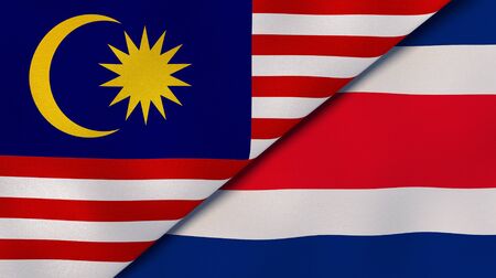 Two states flags of malaysia and costa rica high quality business background 3d illustration Stock Photo