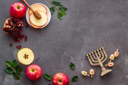 Jewish rosh hashanah postcard greeting holiday concept