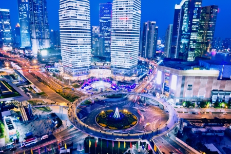 Shanghai skyline at night shanghai china Stock Photo