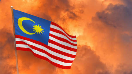 Malaysia flag on pole dramatic background national flag of malaysia Stock Photo