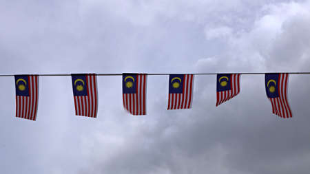 Malaysian flag bunting flag buntings as decorations during hari merdeka merdeka day malaysias independence day celebration