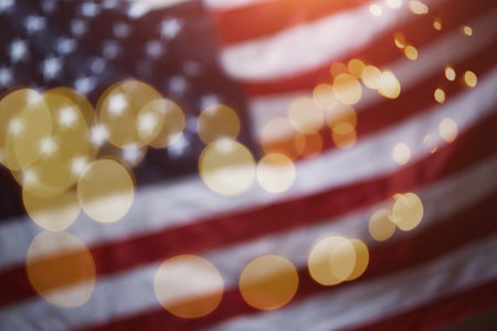 4th of july of independence day labor day united states usa flag with bokeh