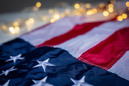 4th of july of independence day labor day united states usa flag with bokeh Stock Photo