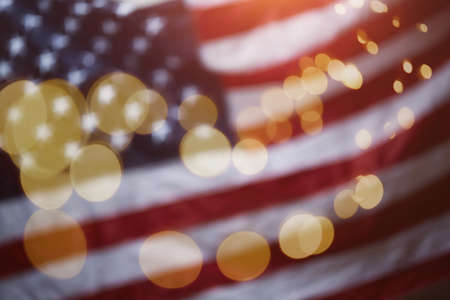 4th of july of independence day labor day united states usa flag with bokeh Stock Photo