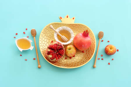 Rosh hashanah jewish new year holiday concept traditional symbols