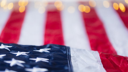 4th of july of independence day labor day united states usa flag with bokeh