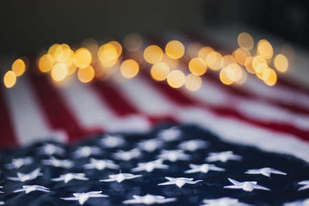 4th of july of independence day labor day united states usa flag with bokeh Stock Photo