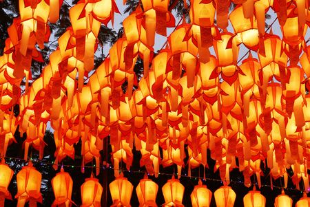 Rows of chinese style lanterns Stock Photo