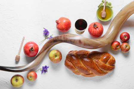 Composition for rosh hashanah jewish new year celebration on white background Stock Photo