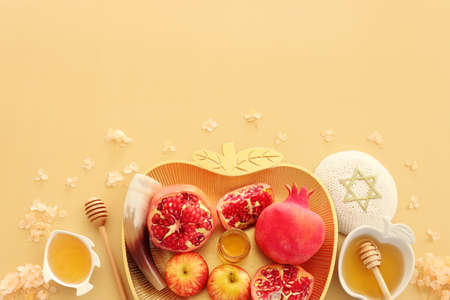 Rosh hashanah jewish new year holiday concept traditional symbols