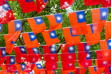 National flag of taiwan waving at outdoor