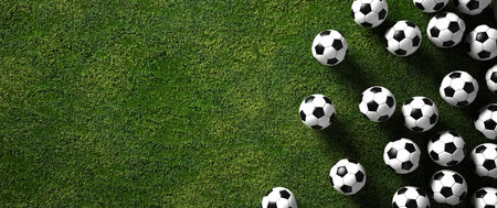 A classic footballs on the ground 3d illustration Stock Photo