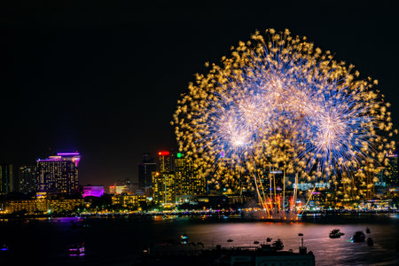 Abstract colored firework background light up the sky with dazzling display

at pattaya thailand Stock Photo