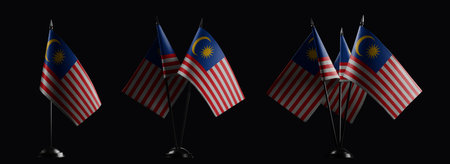 Small national flags of the malaysia on a black background Stock Photo