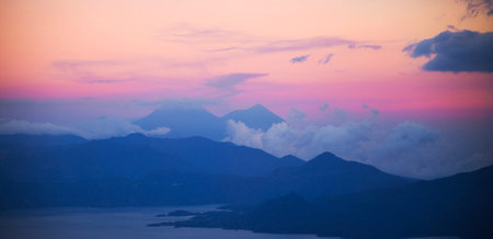 Panoramic view of the himalayas at sunset uttarakhand india