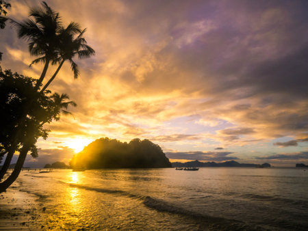 Amazing sunset in sunset in el nido palawan philippines