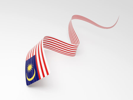 3d flag of malaysia 3d wavy shiny malaysia ribbon flag isolated on white background 3d illustration