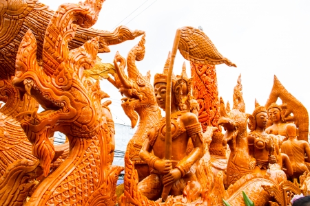 Thai carving wax in candle festival