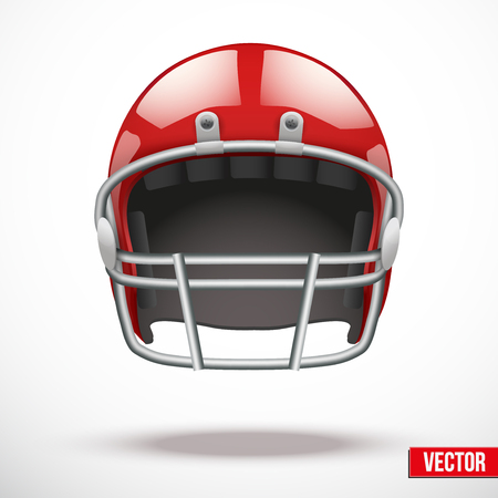 Realistic american football helmet vector sport illustration equipment for protection of player isolated on background