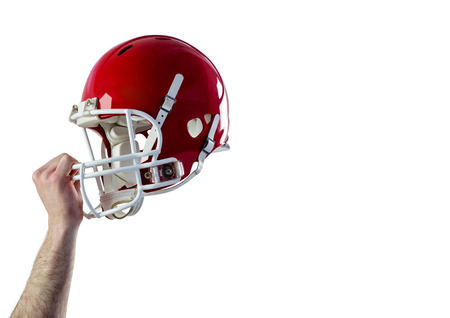 Helmet of an american football player with white background