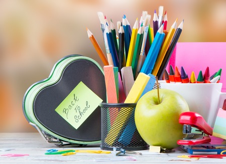 Group of school supplies back to school concept