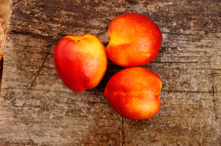 Fresh peaches on the table delicious juicy tasteful appetizing tasty