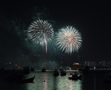 Pattaya international fireworks festival at chonburi thailand Stock Photo