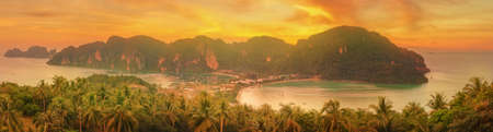 Beautiful tropical island with resorts phi phi island krabi province thailand