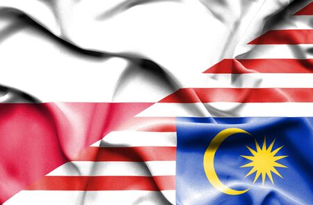 Waving flag of malaysia and poland